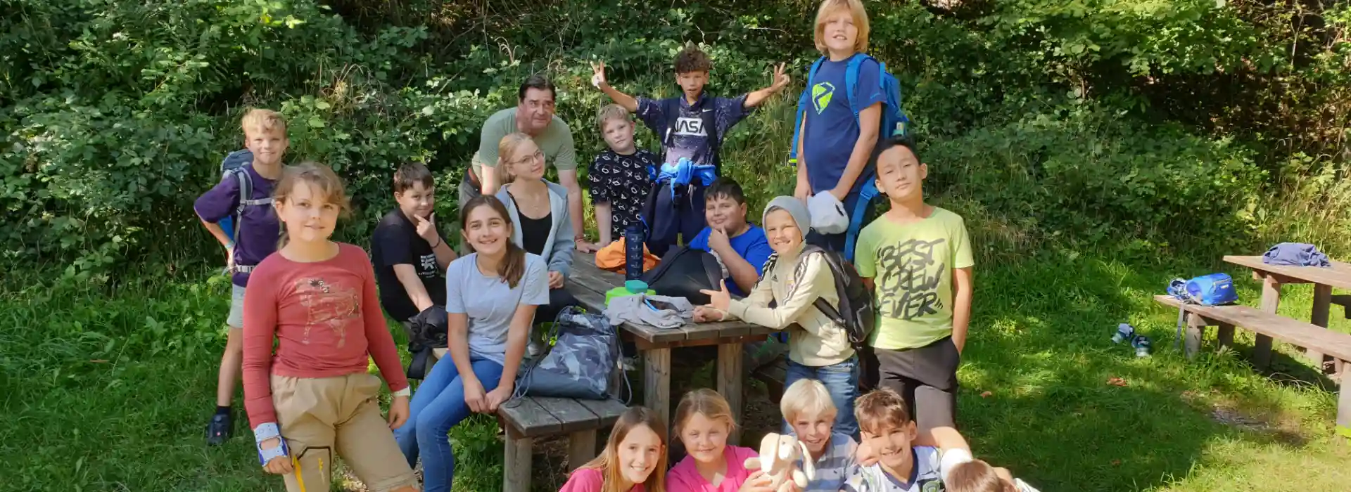 Ein Gruppe von Schüler am Wandertag